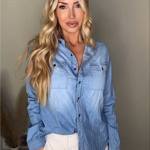 Women's Blue Button Down Shirt